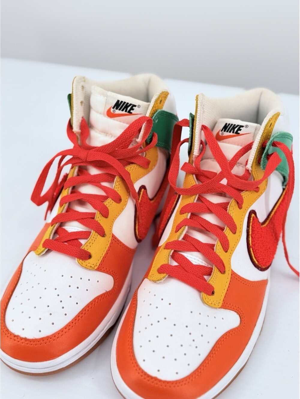 Size 8.5 Nike Dunk High Chenille Swoosh University Habanero Red DR8804-100 NWOB